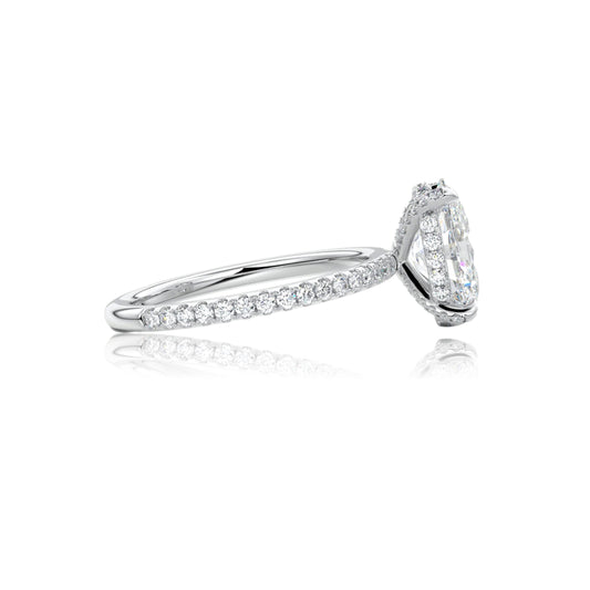 Oval Cut Hidden Halo Diamond Engagement Ring