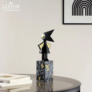 Alinda Black Ceramic Baby Bird Figurine - Tabletop Decor - ALINDA DECOR