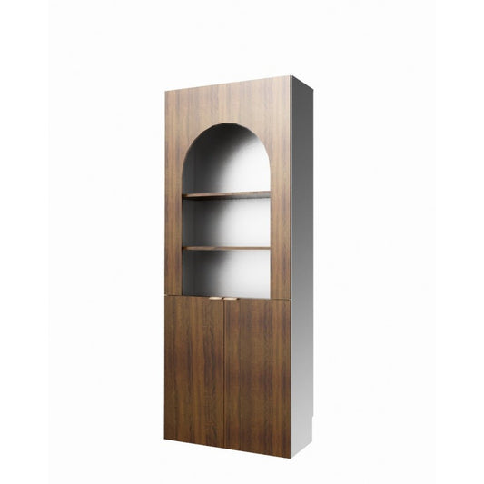 Alinda Curved Display Shelf with 2 Straight Doors (Mocha) - POPLNKเครื่องใช้ในบ้าน/เฟอร์นิเจอร์/ชั้นวางของและลิ้นชัก